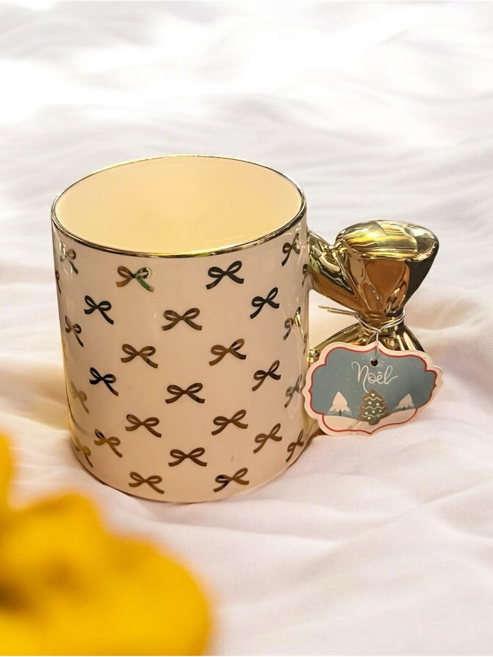 Gold Bow Ceramic Accent Mug